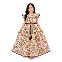 Girls Floral Printed Crop Top and Lehenga