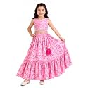 Girls Floral Printed Crop Top and Lehenga
