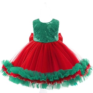 Girls Flower Girl Red Dress Christmas Party