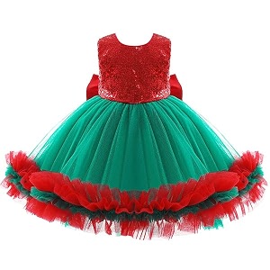 Girls Flower Girl Red Dress Christmas Party