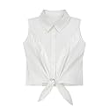Girls Fringe Shirt Sleeveless Button Down Western Cowgirl Tassel Trim Casual Blouse Shirt Top 4-13Y