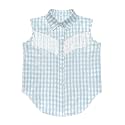 Girls Fringe Shirt Sleeveless Button Down Western Cowgirl Tassel Trim Casual Blouse Shirt Top 4-13Y