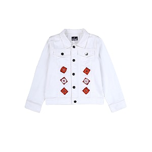 Girls Full Sleeve Solid Crop Denim Jacket