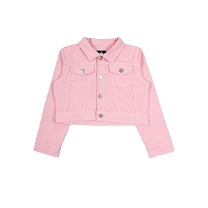 Girls Full Sleeve Solid Crop Denim Jacket