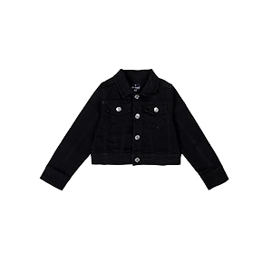 Girls Full Sleeve Solid Crop Denim Jacket
