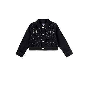 Girls Full Sleeve Solid Crop Denim Jacket