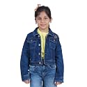 Girls Full Sleeve Solid Crop Denim Jacket