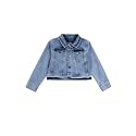 Girls Full Sleeve Solid Crop Denim Jacket