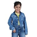 Girls Full Sleeve Solid Crop Denim Jacket