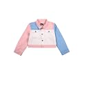 Girls Full Sleeve Solid Crop Denim Jacket