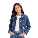 Girls Full Sleeve Solid Crop Denim Jacket