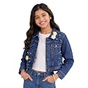 Girls Full Sleeve Solid Crop Denim Jacket