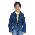 Girls Full Sleeve Solid Crop Denim Jacket