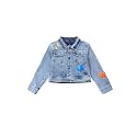 Girls Full Sleeve Solid Crop Denim Jacket