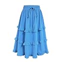 Girls High Waisted Ruffle Maxi Skirt Soft Cotton Long Skirts with Elastic Waistband for Kid Girl 3-12 Years