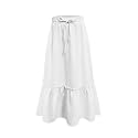 Girls High Waisted Ruffle Maxi Skirt Soft Cotton Long Skirts with Elastic Waistband for Kid Girl 3-12 Years