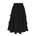Girls High Waisted Ruffle Maxi Skirt Soft Cotton Long Skirts with Elastic Waistband for Kid Girl 3-12 Years