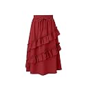 Girls High Waisted Ruffle Maxi Skirt Soft Cotton Long Skirts with Elastic Waistband for Kid Girl 3-12 Years