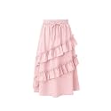 Girls High Waisted Ruffle Maxi Skirt Soft Cotton Long Skirts with Elastic Waistband for Kid Girl 3-12 Years