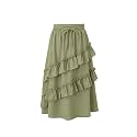 Girls High Waisted Ruffle Maxi Skirt Soft Cotton Long Skirts with Elastic Waistband for Kid Girl 3-12 Years