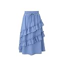 Girls High Waisted Ruffle Maxi Skirt Soft Cotton Long Skirts with Elastic Waistband for Kid Girl 3-12 Years
