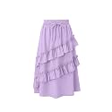 Girls High Waisted Ruffle Maxi Skirt Soft Cotton Long Skirts with Elastic Waistband for Kid Girl 3-12 Years