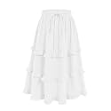 Girls High Waisted Ruffle Maxi Skirt Soft Cotton Long Skirts with Elastic Waistband for Kid Girl 3-12 Years