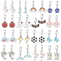 Hypoallergenic Dangle Hoop Earrings Set Silver Huggie Hoop Earrings with Charm (16 Pairs)