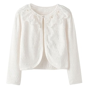 Girls Knit Cardigan Shrug Ruffle Cropped Long