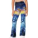Girls Leggings Floral Print High-Waisted Flared Pants 5-14 Years