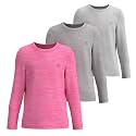 Girls Long Sleeve Athletic Performance T-Shirts 3-Pack