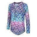 Girls Long Sleeve Rash Guard One Piece Swimsuit Kids UPF 50+ Sun Protection Swimwear Rainbow Striped Bathing Suit 3-14 Years