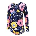 Girls Long Sleeve Rash Guard One Piece Swimsuit Kids UPF 50+ Sun Protection Swimwear Rainbow Striped Bathing Suit 3-14 Years