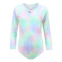 Girls Long Sleeve Rash Guard One Piece Swimsuit Kids UPF 50+ Sun Protection Swimwear Rainbow Striped Bathing Suit 3-14 Years