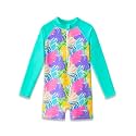 Dvenki Toddler Girls Long Sleeve Rashguard Swimsuit Zipper Sizes 2T-10