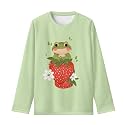 Girls Long Sleeve Shirts Casual Crewneck Soft T-shirts for Girls 3-16 Years Old