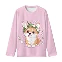 Girls Long Sleeve Shirts Casual Crewneck Soft T-shirts for Girls 3-16 Years Old