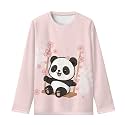 Girls Long Sleeve Shirts Casual Crewneck Soft T-shirts for Girls 3-16 Years Old