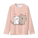 Girls Long Sleeve Shirts Casual Crewneck Soft T-shirts for Girls 3-16 Years Old