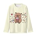 Girls Long Sleeve Shirts Casual Crewneck Soft T-shirts for Girls 3-16 Years Old