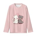 Girls Long Sleeve Shirts Casual Crewneck Soft T-shirts for Girls 3-16 Years Old