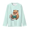 Girls Long Sleeve Shirts Casual Crewneck Soft T-shirts for Girls 3-16 Years Old