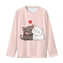 Girls Long Sleeve Shirts Casual Crewneck Soft T-shirts for Girls 3-16 Years Old