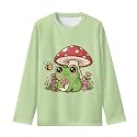 Girls Long Sleeve Shirts Casual Crewneck Soft T-shirts for Girls 3-16 Years Old