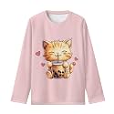 Girls Long Sleeve Shirts Casual Crewneck Soft T-shirts for Girls 3-16 Years Old