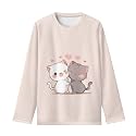 Girls Long Sleeve Shirts Casual Crewneck Soft T-shirts for Girls 3-16 Years Old