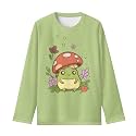 Girls Long Sleeve Shirts Casual Crewneck Soft T-shirts for Girls 3-16 Years Old