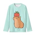 Girls Long Sleeve Shirts Casual Crewneck Soft T-shirts for Girls 3-16 Years Old