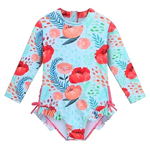 girls long sleeve zipper rash guard 1 piece upf 50 sun protection