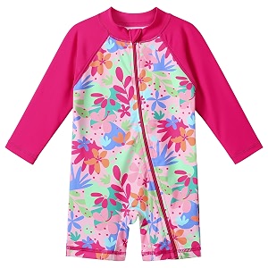 girls long sleeve zipper rash guard 1 piece upf 50 sun protection